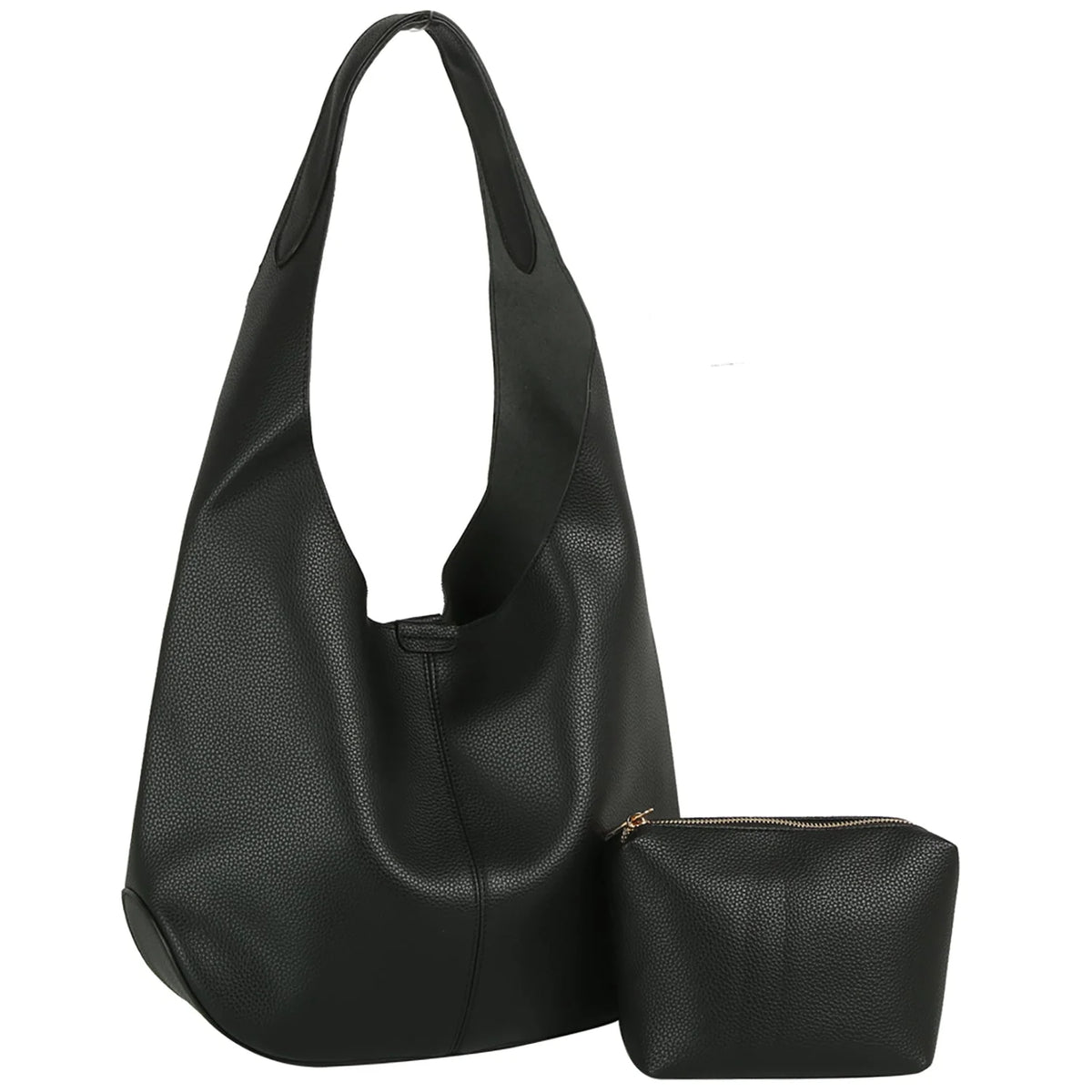2-in-1 Slouchy Hobo Shoulder Bag - Black - Shoulder Bags