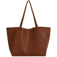 2-in-1 Soft PU Leather Tote Shoulder Bag - Shoulder Bags