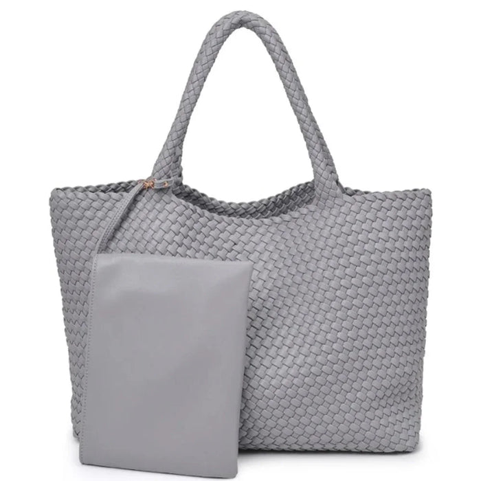 2in1 Woven All Over Solana Tote Bag WIth Pouch Set - Gray - Shoulder Bags