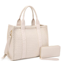 Woven design tote bag with matching wallet from 2in1 woven design set