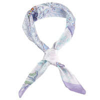 Abstract Floral Print Bandana Scarf - Purple Blue - SCARVES