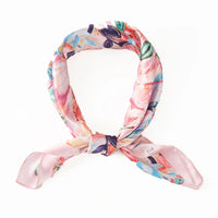 Abstract Floral Print Square Bandana Scarf - Blush - SCARVES