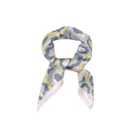 Patterned silk scarf featuring assorted flower pattern in a stylish square design