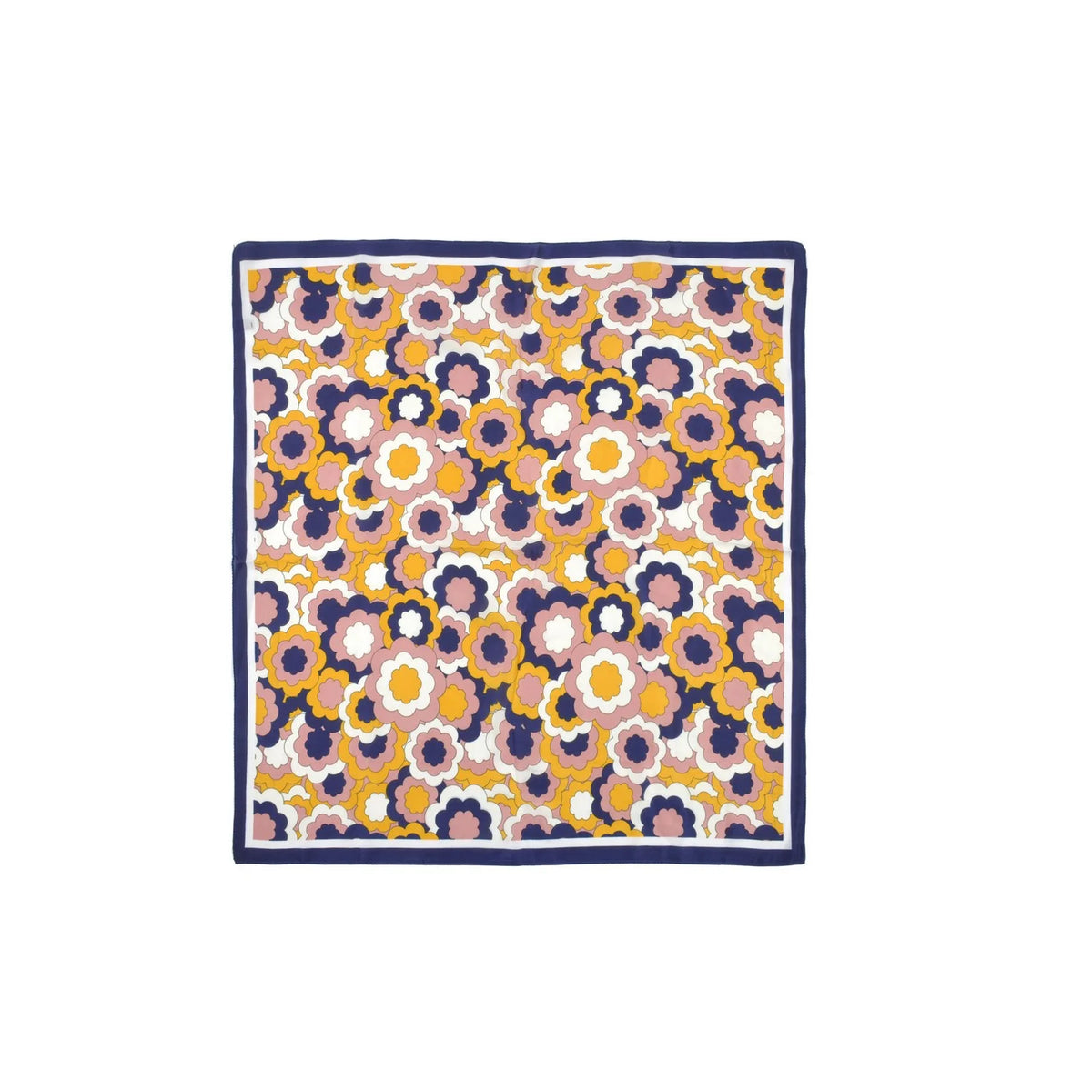 Floral patterned square scarf featuring assorted flower pattern design for stylish outfits