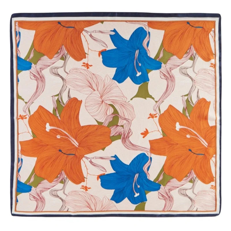 Assorted Lily Flower Print Scarf - Orange - SCARVES