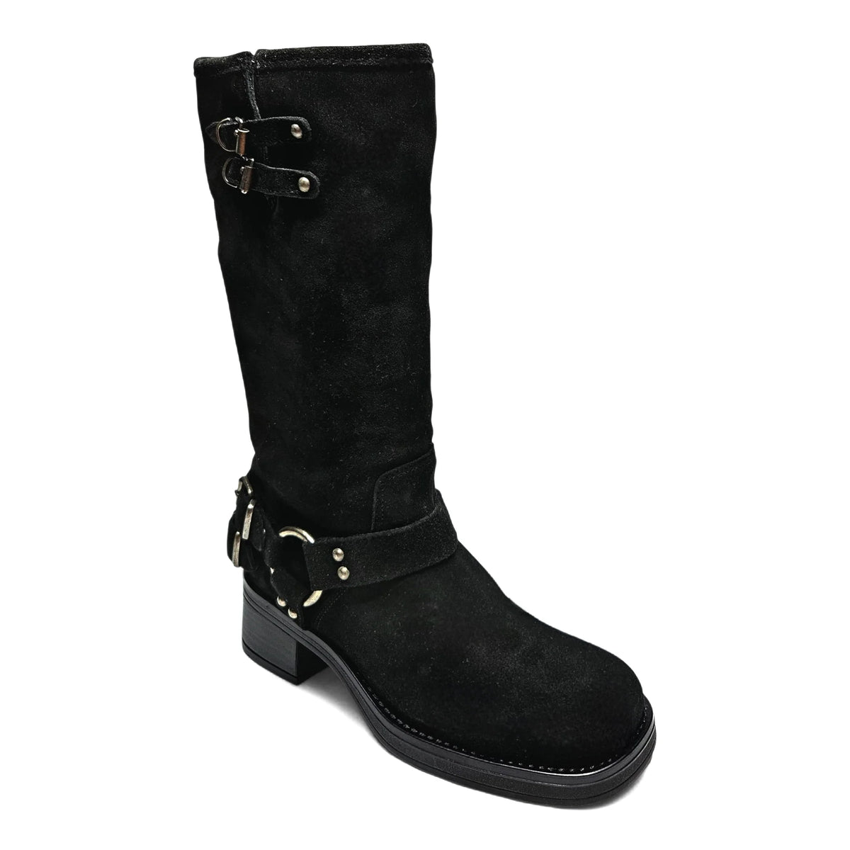 Astor Square Toe Black Leather Boots - BOOTS