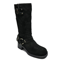 Astor Square Toe Black Leather Boots - BOOTS