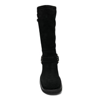 Astor Square Toe Black Leather Boots - BOOTS