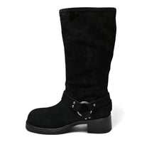 Astor Square Toe Black Leather Boots - BOOTS