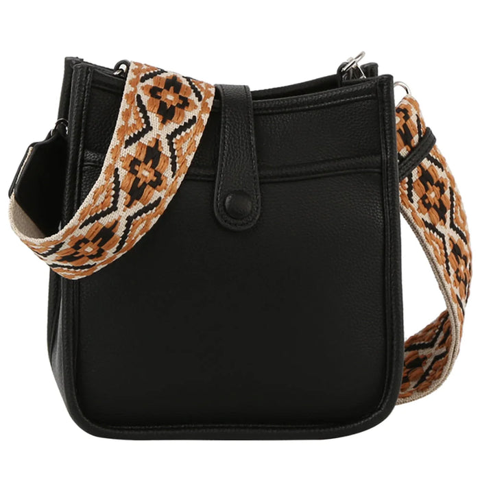 Aztec Guitar Strap Hobo Crossbody Bag - Black - Shoulder Bags