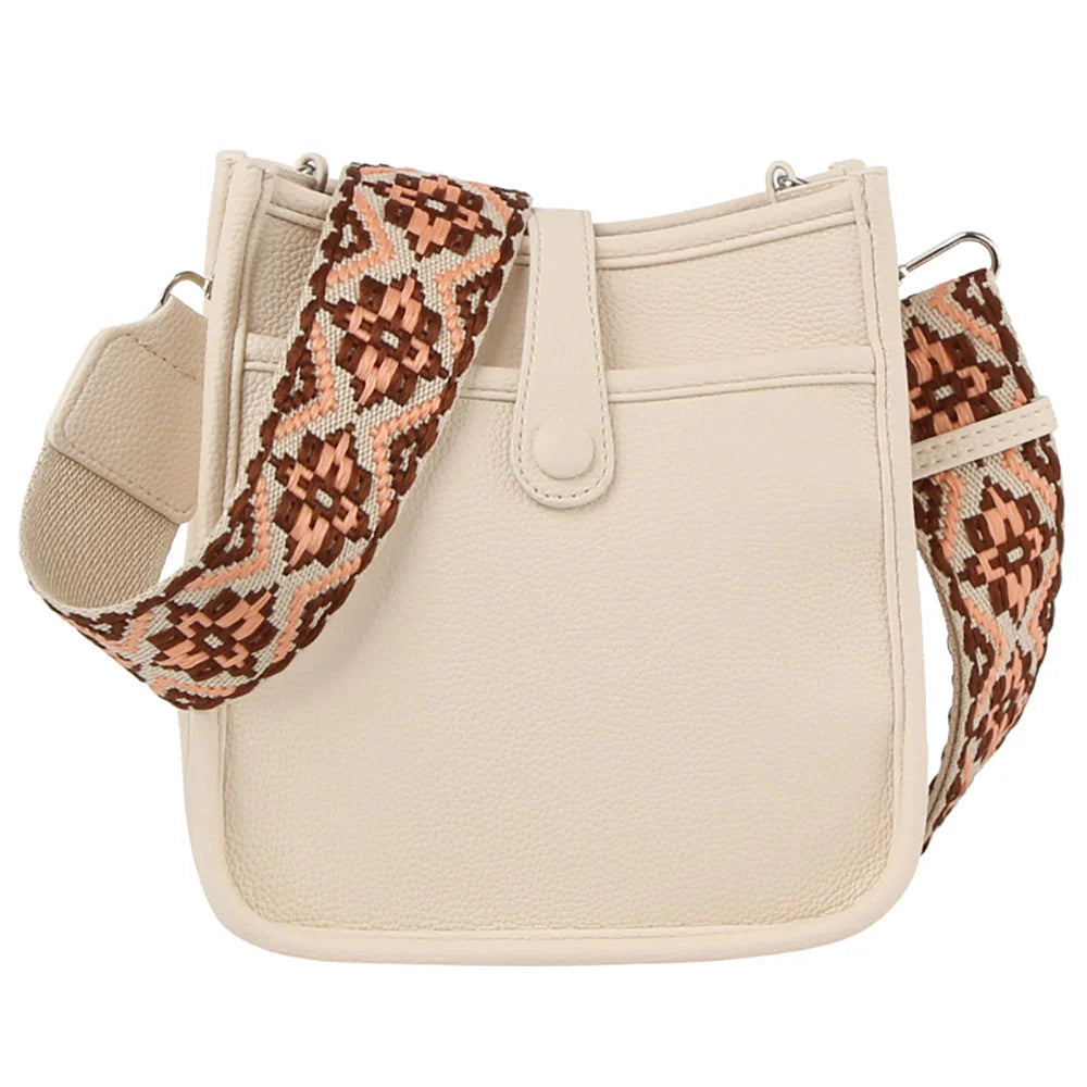 Aztec Guitar Strap Hobo Crossbody Bag - Ivory - Shoulder Bags
