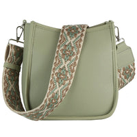 Aztec Guitar Strap Hobo Crossbody Bag - Sage - Shoulder Bags