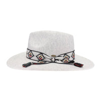 Aztec Trim Band Vegan Fabric C.C Panama Hat - Dove - FELT HAT