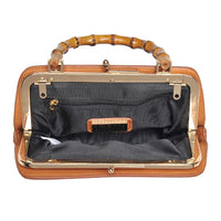 Vintage-style Bamboo Handle Tori Crossbody Bag with leather exterior and bamboo handle