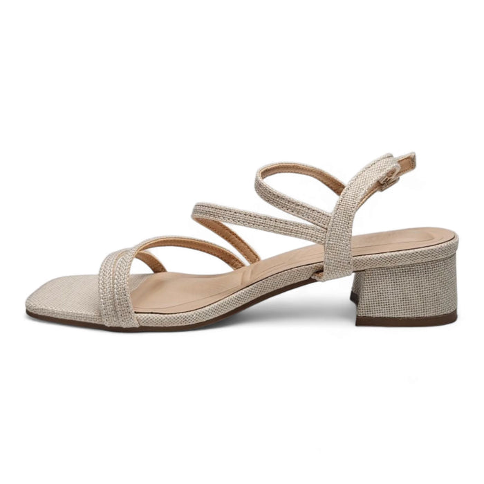 Beige Barry Low Block Strap Heel sandal with low block strap and low-heel design