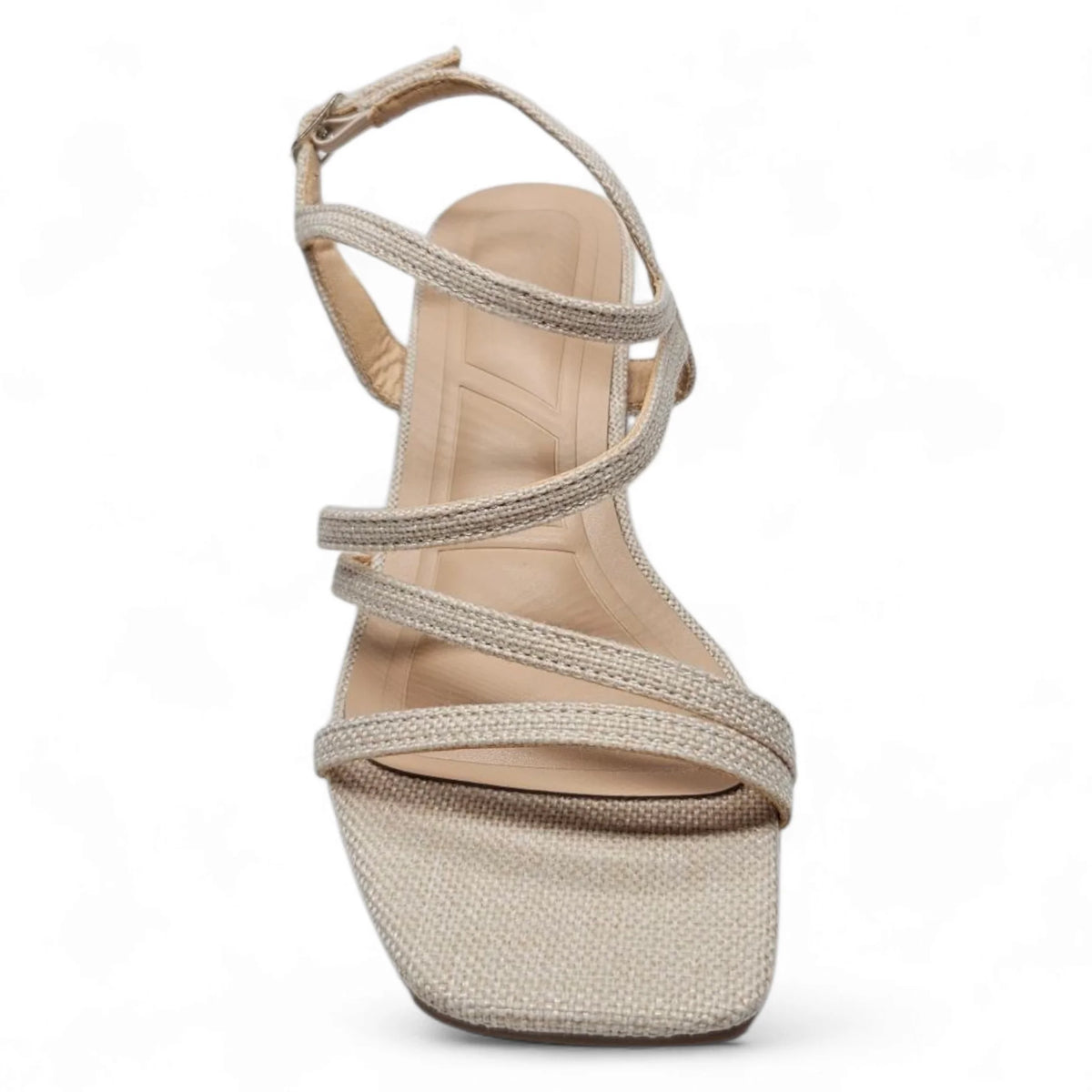 Beige Barry Low Block Strap Heel with stylish low block strap design