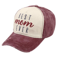 Burgundy and cream Best Mom Ever two tone trucker hat cap for moms
