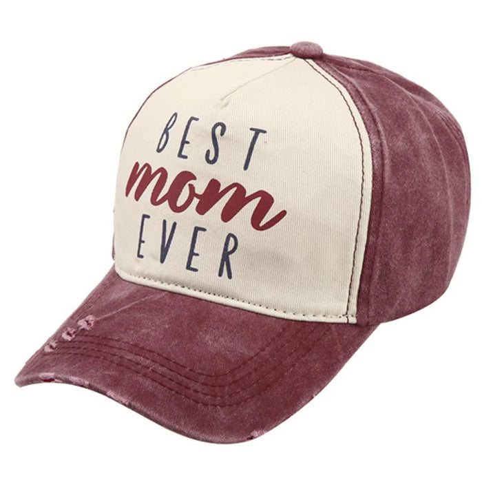 Burgundy and cream Best Mom Ever two tone trucker hat cap for moms