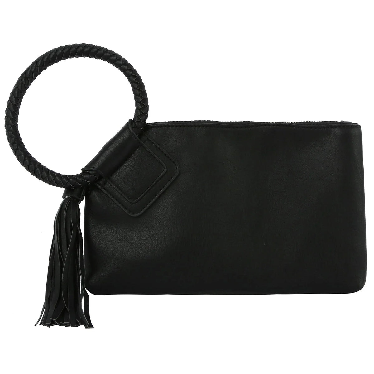 Boho Cuff Handle Tassel Wristlet Clutch - Black - CLUTCH
