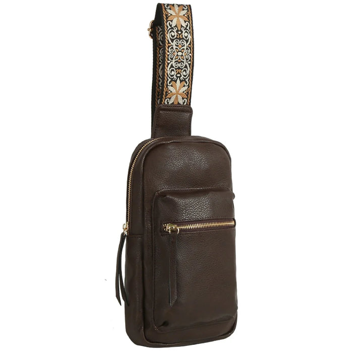 Boho Guitar Strap Sling Bag - Coffee - BAGS