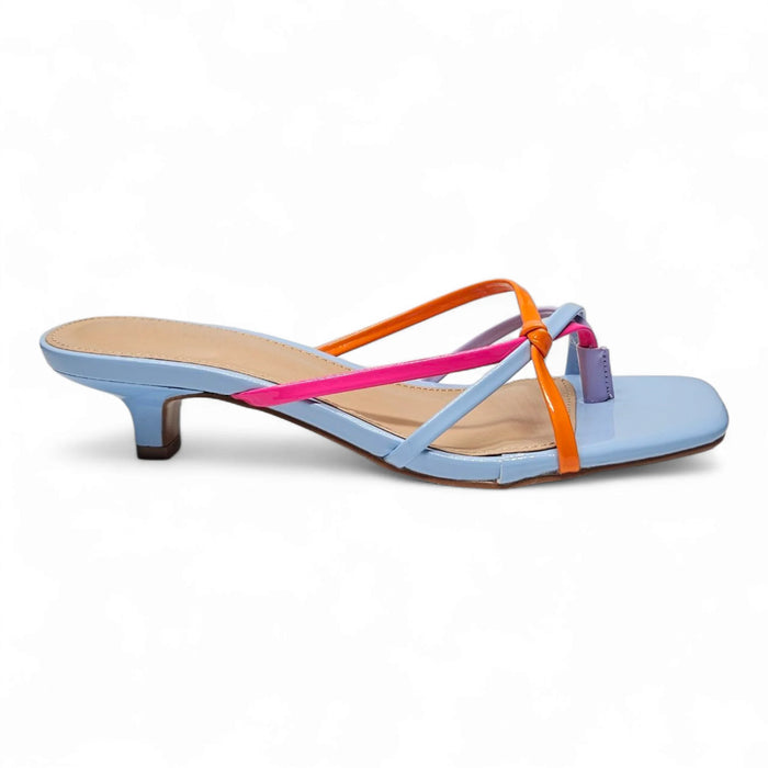 Brat Knotted Thong Mini Kitten Heel - Blue Multi / 5.5 - HEELS