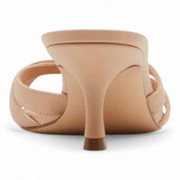 Beige Cary Strappy Mule Sandals with elegant flared heel for stylish summer wear