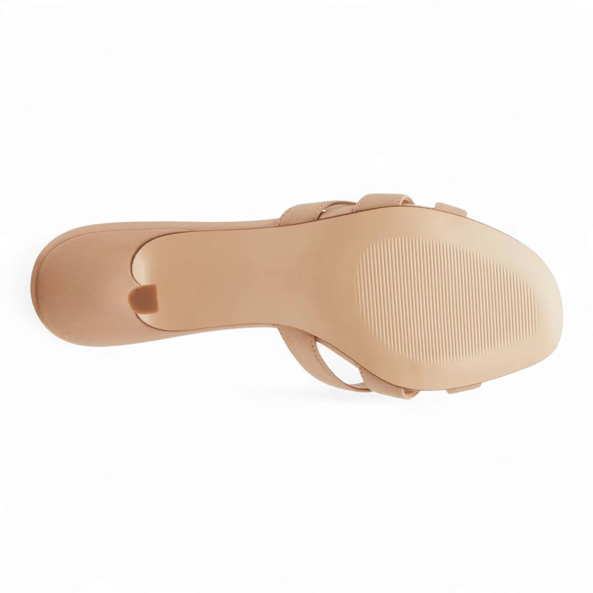 Beige heeled sandal sole for Cary Strappy Mule Sandals with elegant flared design