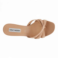 Beige Cary Strappy Mule Sandals with Elegant Flared Heel from Steve Madden