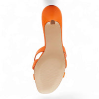 Orange Cary Strappy Mule Sandals with Elegant Flared Heel for Stylish Look