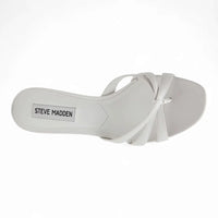 White Steve Madden Cary Strappy Mule Sandals with elegant flared kitten heel