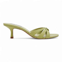 Light green Cary Strappy Mule Sandals with kitten heel for chic summer style