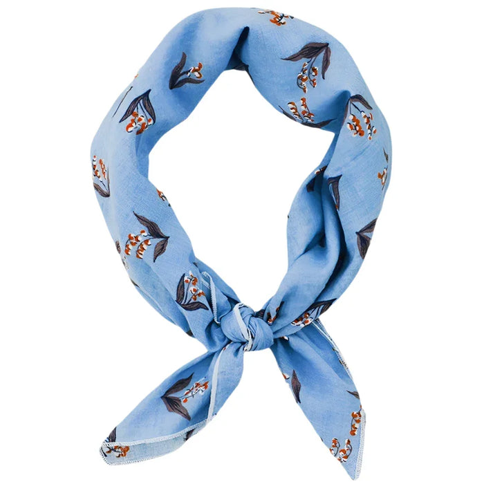 Blue floral bandana in Chic Neckerchief Scarf stylish accessory for women