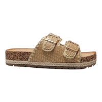 Beige Clash Double Buckle Slide showcasing stylish double buckle design for summer wear