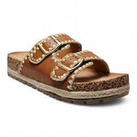 Brown leather double buckle sandal from Clash Double Buckle Slide collection