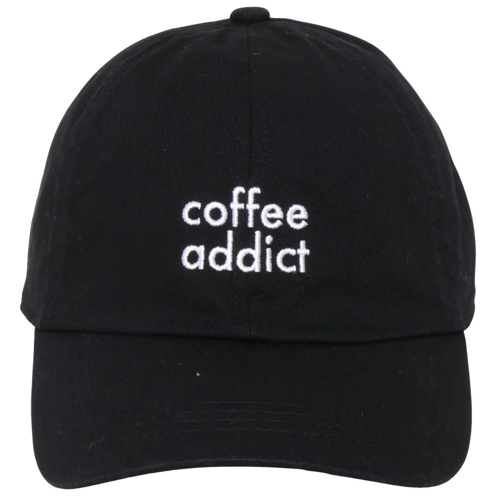 Coffee Addict Embroidery In Cotton Baseball Cap - Black - BASEBALL CAPS