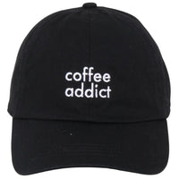 Coffee Addict Embroidery In Cotton Baseball Cap - Black - BASEBALL CAPS