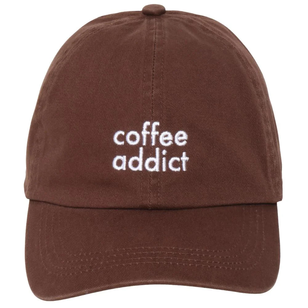Coffee Addict Embroidery In Cotton Baseball Cap - Brown - BASEBALL CAPS