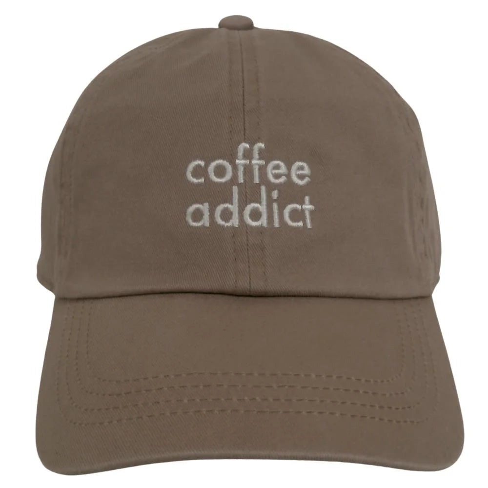 Coffee Addict Embroidery In Cotton Baseball Cap - Taupe - BASEBALL CAPS