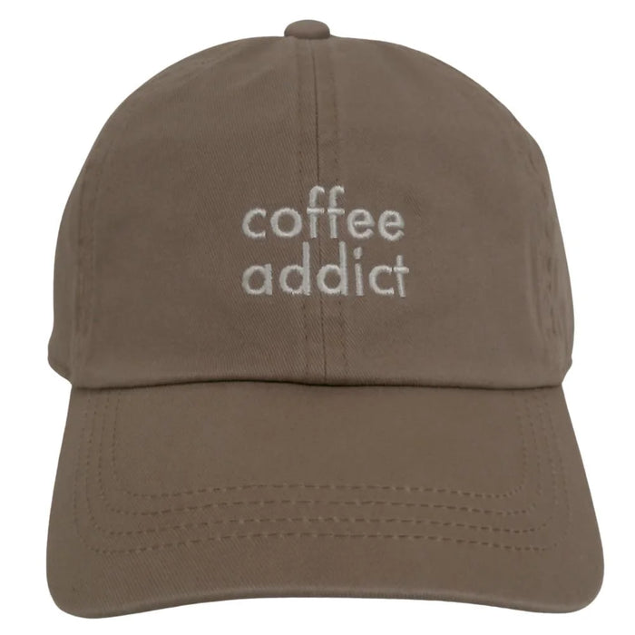 Coffee Addict Embroidery In Cotton Baseball Cap - Taupe - BASEBALL CAPS