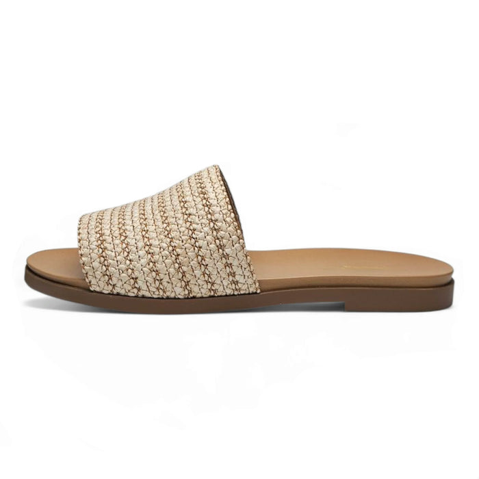 Fate Raffia Slide sandal showcasing woven raffia slide design for stylish comfort