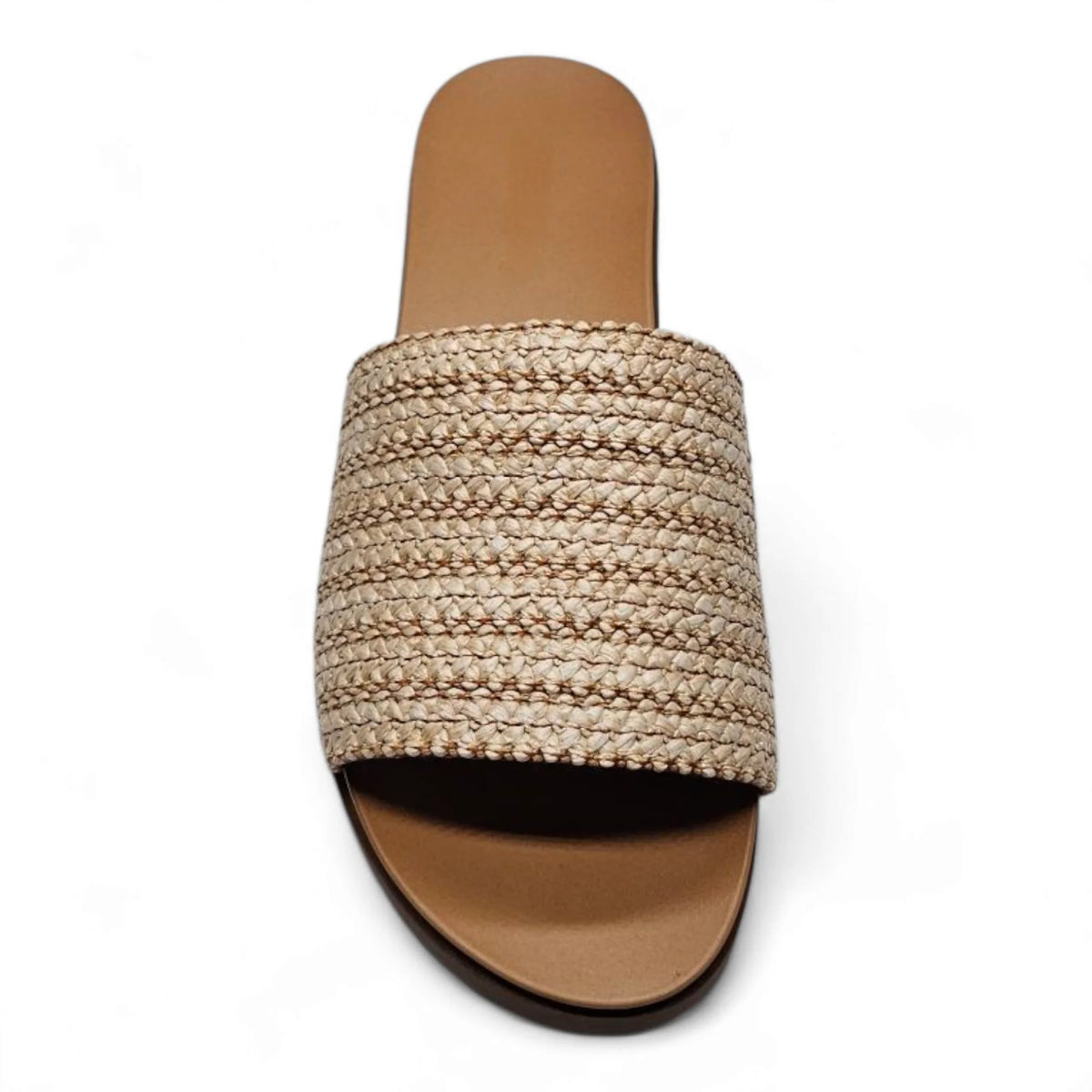 Fate Raffia Slide sandal showcasing woven slide design for casual summer wear