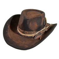 Feather Twine And Floral Strap Rustic Western Cowboy Hat - FELT HAT