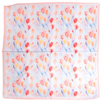 Floral Tulip Pattern Square Bandana Scarf - Coral - SCARVES
