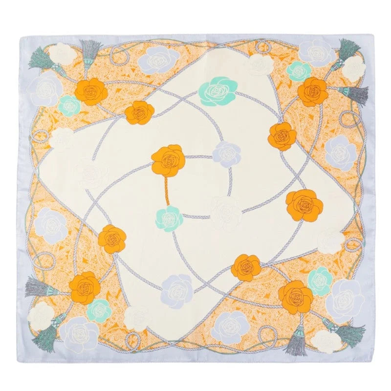 Flower And Rope Pattern Scarf - Blue - SCARVES
