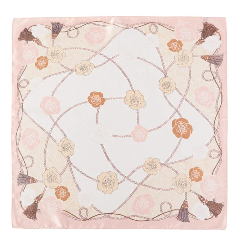 Flower And Rope Pattern Scarf - Pink - SCARVES