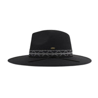 Geometric Band C.C Vegan Felt Hat - Black - FELT HAT