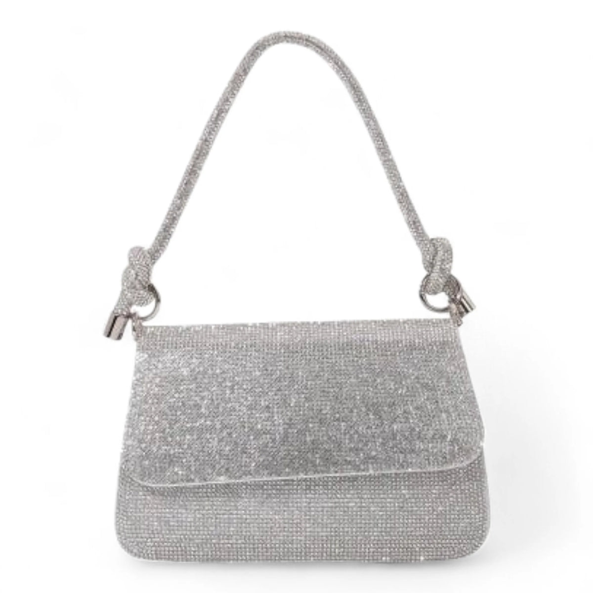 Glow Up Rhinestone Shoulder Bag - Silver - Shoulder Bags