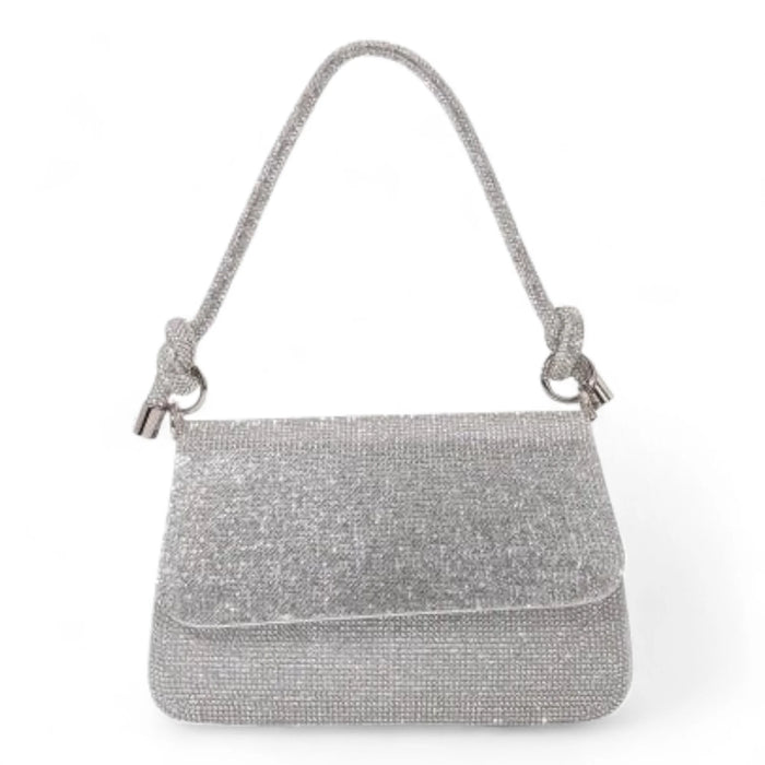 Glow Up Rhinestone Shoulder Bag - Silver - Shoulder Bags