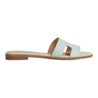 Light green leather slide sandal from Steve Madden Hadyn H Band collection