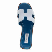Blue and white Steve Madden Hadyn H Band Slide sandals for stylish summer footwear